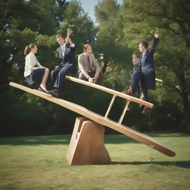 An image of shareholders examining upper management