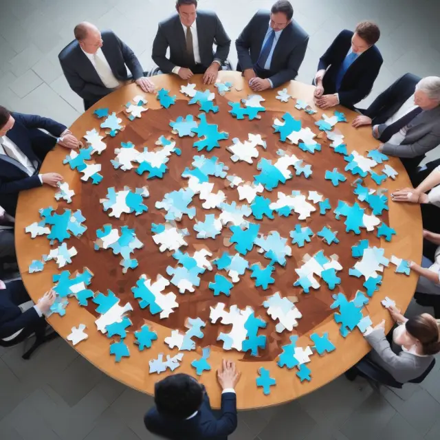 C-level roles assemble a corporate strategy puzzle to ensure business success