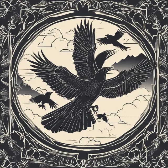 Two birds flying: A bullish crow overlooking a bearish raven, representing the potential shift in market sentiment through the upside gap two crows pattern