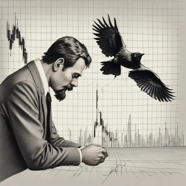 A trader ponders three candlesticks forming an upside gap two crows pattern, evaluating confirmation signals and considering strategies for managing risks