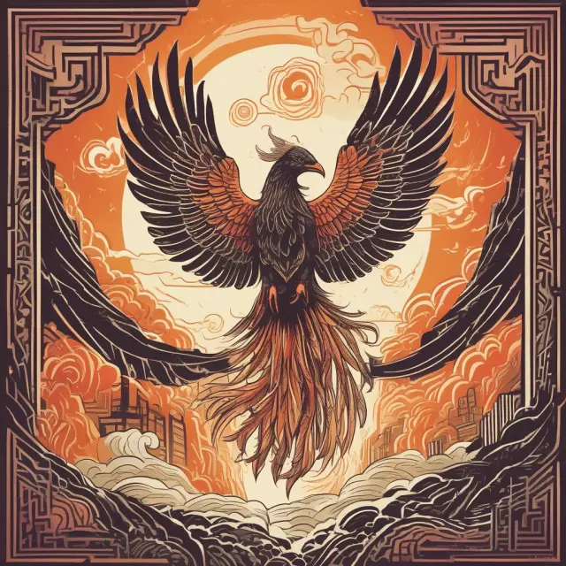 Bullish phoenix emerging from a gap, symbolizing Upside Tasuki Gap