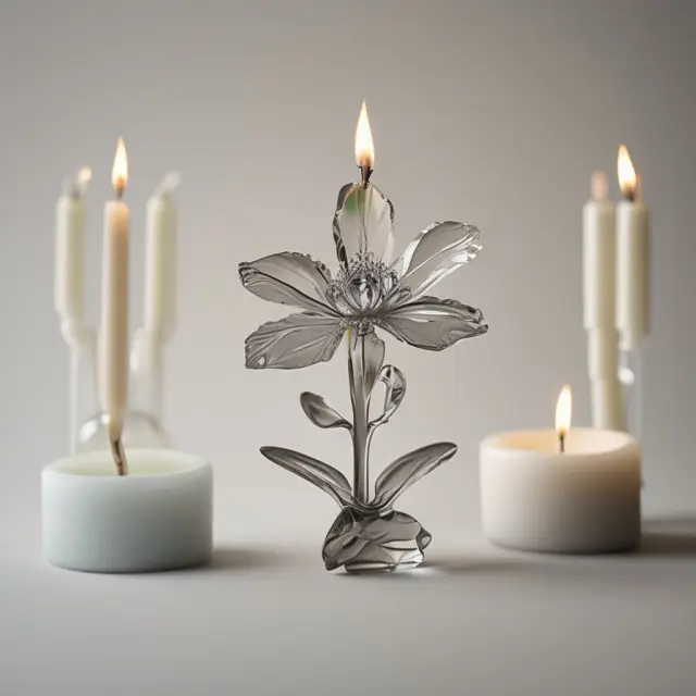 Rare crystal flower blooming in the gap between bullish and bearish candlesticks, representing market opportunities amidst limitations.