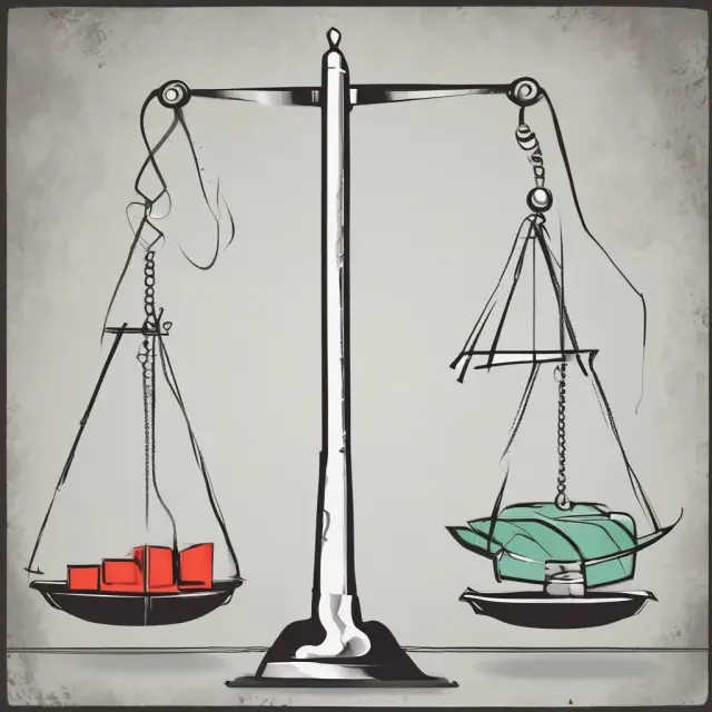 Two balancing scales with one filled with advancing issues and the other with declining issues: visualizing the Upside/Downside ratio