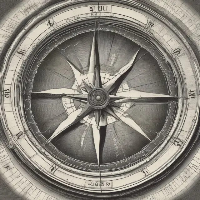 A sailor navigating market currents with a compass displaying a high upside/downside ratio, symbolizing potential bull markets, uptrends or reversals