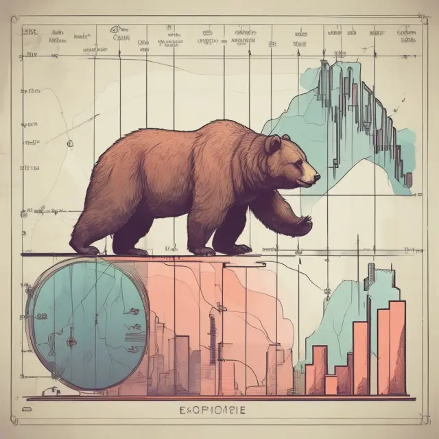 A bear market scene depicting two oscillating scales representing buyers and sellers, with a focus on their balance.