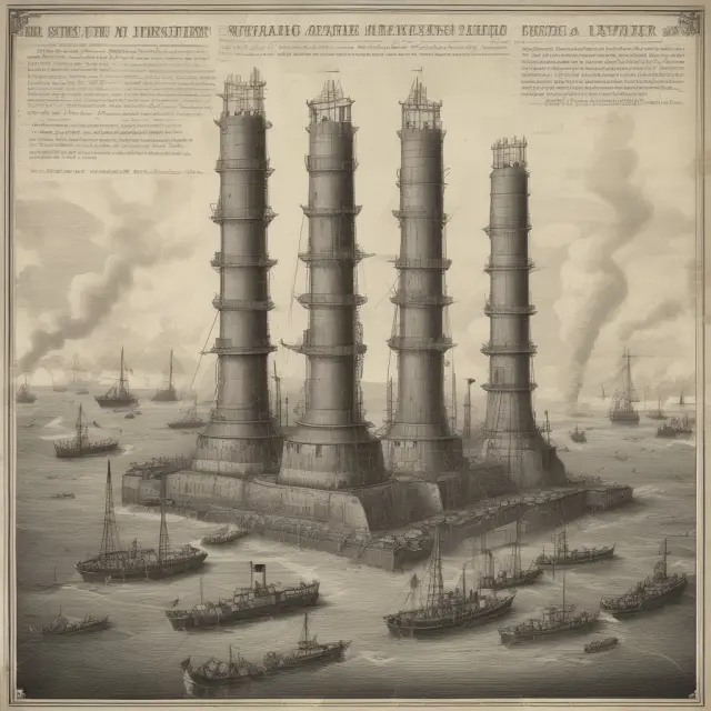 An open time capsule filled with oil rigs, pipelines, and LNG ships symbolizing the Upstream Capital Costs Index