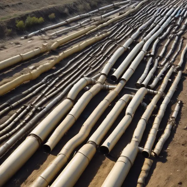 An exploration well transforming into a pipeline transporting refined fuels, illustrating Upstream, Midstream, and Downstream operations