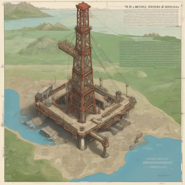 Drilling rig extracting resources from an underground oil & gas reservoir, symbolizing upstream operations with regulations and geological surveys