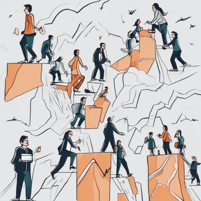 Buyers scaling up a rising stock while sellers recede, illustrating the concept of an uptick in finance