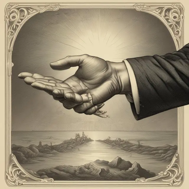 A golden hand with a futures contract in hand standing on stable ground labeled 