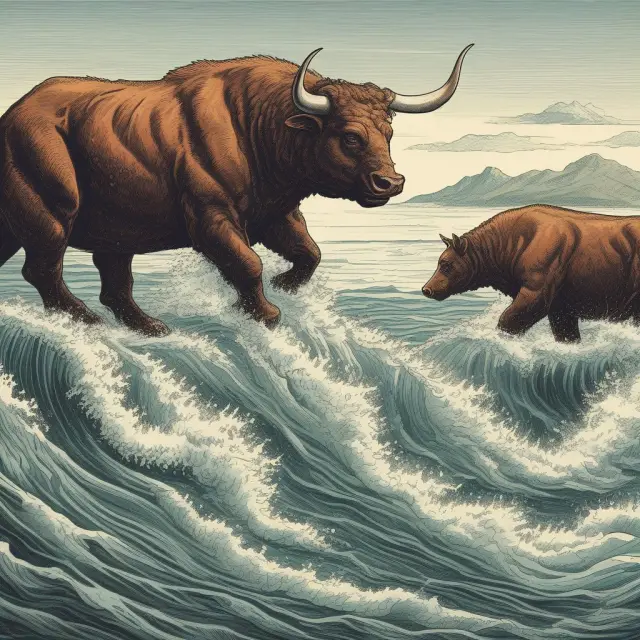 Visual representation of the Uptick Rule maintaining market balance with bull and bear tides, enhancing investor confidence