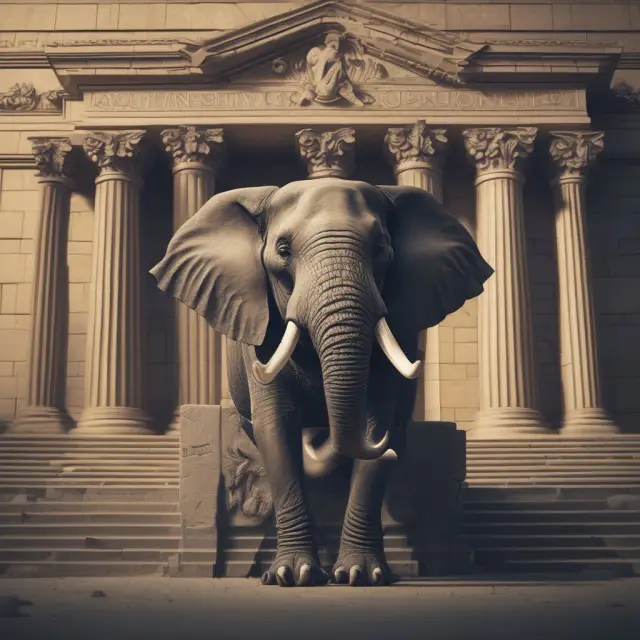 Institutional investor, symbolized by an elephant, safeguarding the stock market through the Uptick Rule