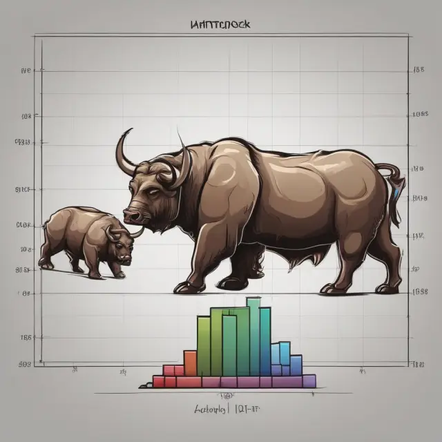 Image of an uptick bull and downtick bear examining their respective chart scales, emphasizing the importance of understanding uptick volume and downtick volume in stock price movements