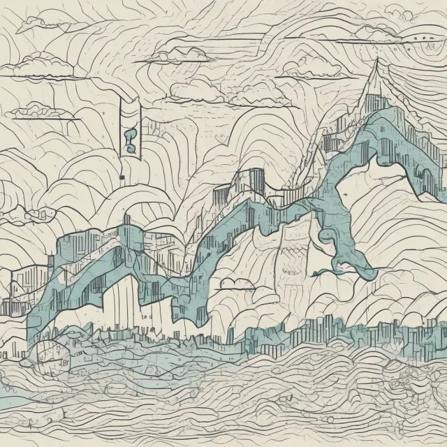 An ascending river symbolizing an uptrend with bullish sentiment as it forms higher highs and lower highs