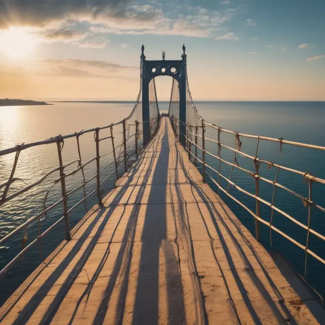 Image of a beautiful bridge connecting two continents, symbolizing international trade and harmony under the Uniform Rules for Demand Guarantees (URDG).