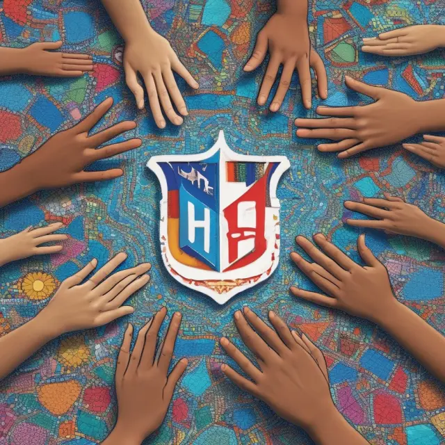 Mosaic of hands symbolizing HHS divisions: CDC, ACF, FDA, and others, working together to promote public health and well-being.