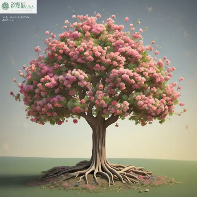 A tree laden with golden grants and financial opportunities from HHS, growing in a fertile field of innovation