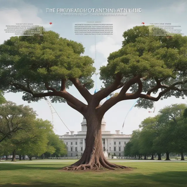 Tree illustrating key milestones in US Department of Veterans Affairs history, including support from Pilgrims and establishment in 1988