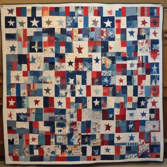 Quilt of stars with caring hands weaving veterans