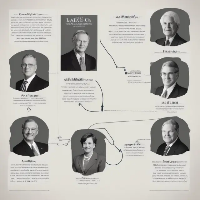 Image depicts a timeline with significant milestones and portraits, illustrating the evolution of the U.S. House Financial Services Committee and its influential chairpersons