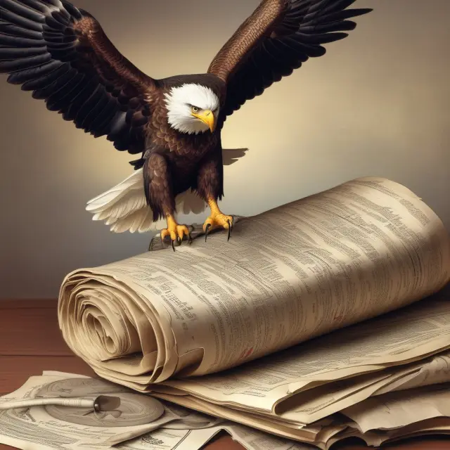 Eagle guarding financial reports, representing USHFC
