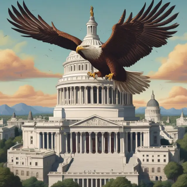 Eagle safeguarding investors and financial stability from atop the U.S. Capitol building