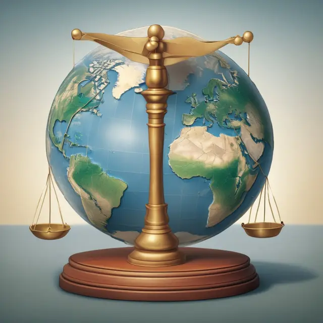 Double-edged sword hovering over a world map on scales, representing USAID