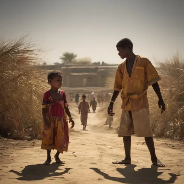 Golden sun symbolizing USAID casts developmental shadows worldwide, illustrating international growth and influence.