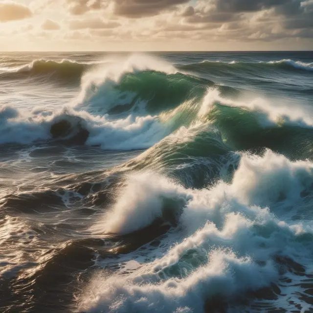 An ocean with usance periods represented as waves crashing against a shore, symbolizing the impact on cash flow management for businesses