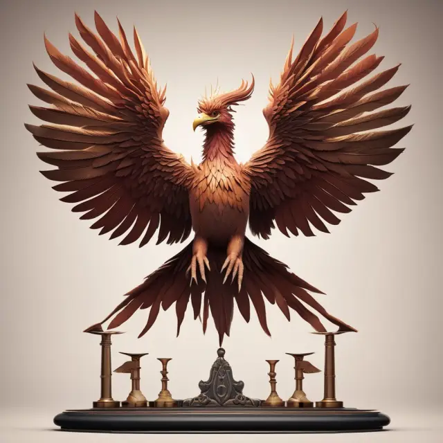 A bargaining table featuring a phoenix emerging from open books and international trade contracts, representing successful negotiations for favorable usance terms