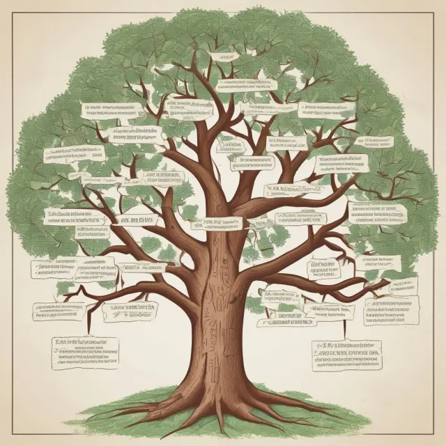 A thriving family tree symbolizing mortgage savings through USDA streamlined refinancing, with branches representing reduced payments and simplified processes.