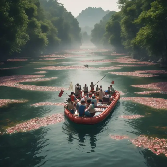 A tranquil currency river filled with swimmers representing futures, options, and ETFs in the form of rafts, paddling towards the USDX destination