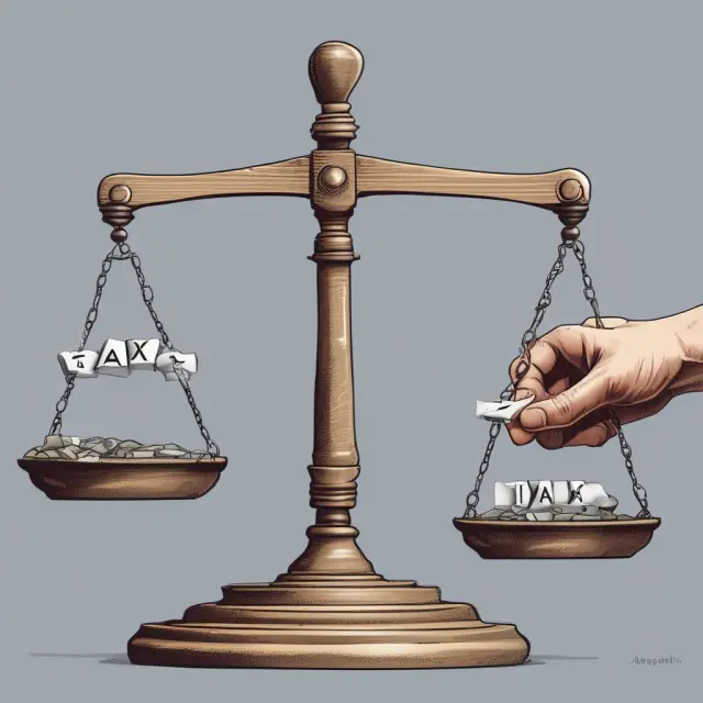 A pair of scales balanced by two hands, one labeled 