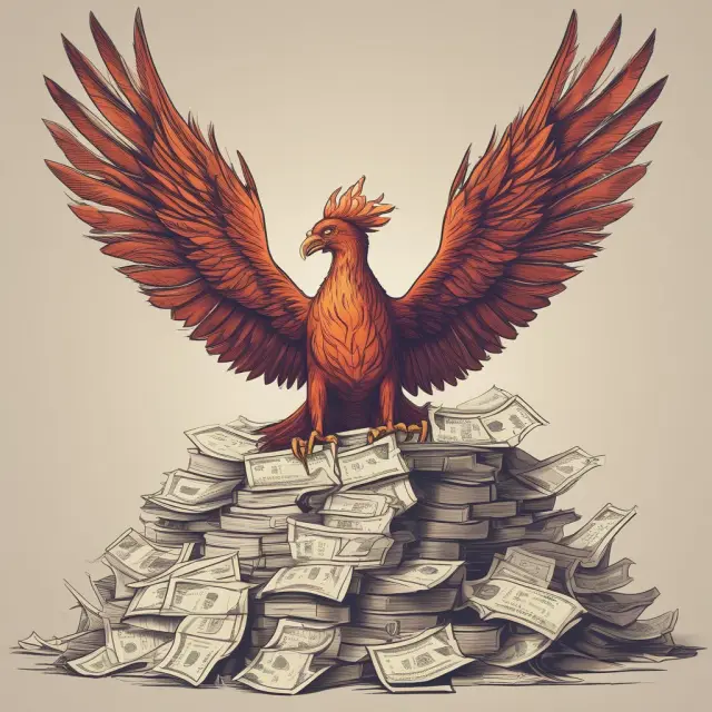 Phoenix rising from pile of use tax invoices, emphasizing the significance of complying with use tax obligations.
