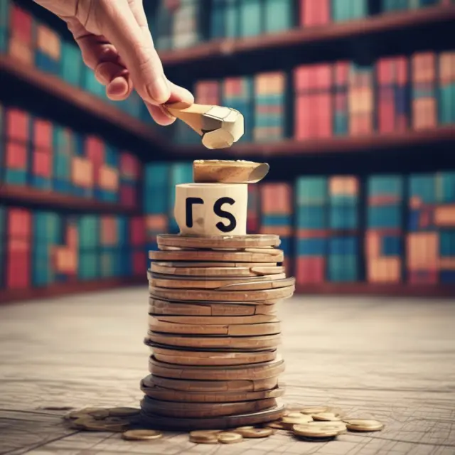 An investor holds a balance scale with one pan filled with import taxes and the other with VAT. The globe in the background signifies global transactions.