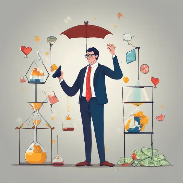 An image of a tax man and an accountant juggling hourglasses representing useful life estimations for assets, balancing between taxable income and net income
