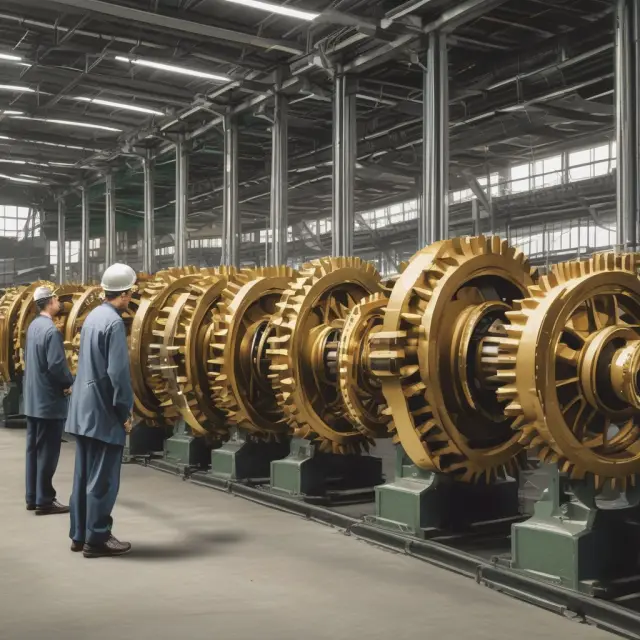 Golden production line gears illustrating ten-year useful life for informed investments