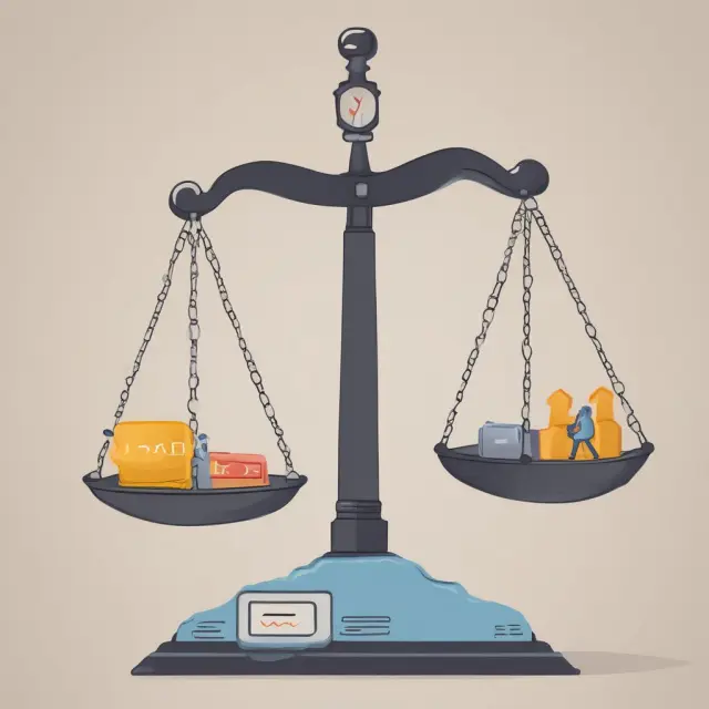 Balance scale depicting user fees and essential services, emphasizing fairness in international development