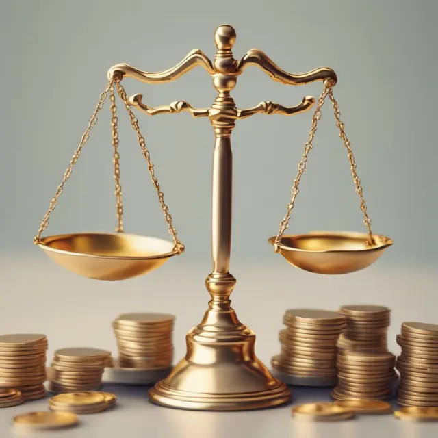 A pair of scales with gold coins teetering above an hourglass, illustrating the fine balance between regulations, logistical issues, and ethical concerns in collecting user fees