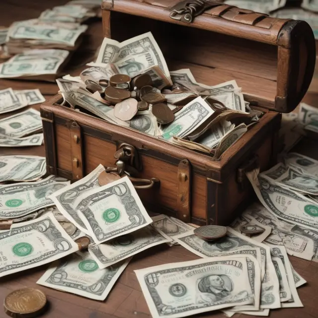 An image of a treasure chest containing both Series EE and Series I U.S. Savings Bonds, illustrating the concept of stable income and potential growth.