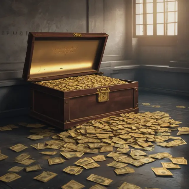 Treasury vault overflowing with golden coins, symbolizing government
