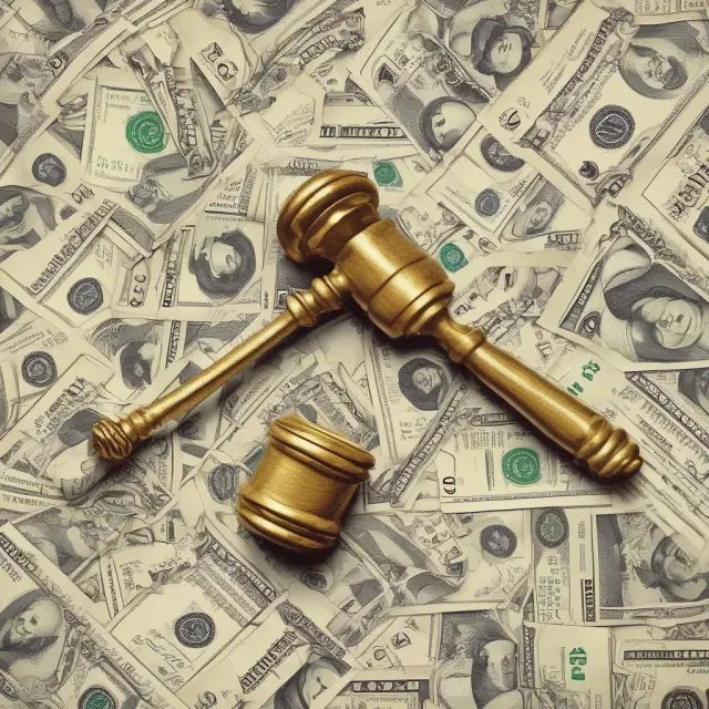 A golden gavel conducts Treasury securities, symbolizing US Treasury