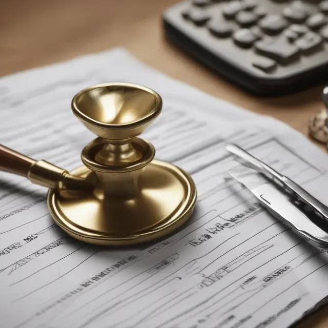 A golden scale balances doctors