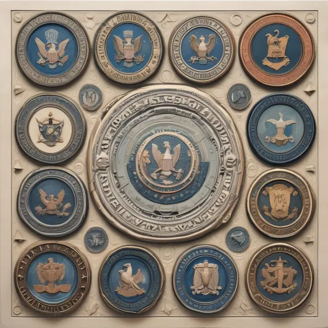 A mosaic made of various state seals symbolizing the complex and differing usury laws across the United States