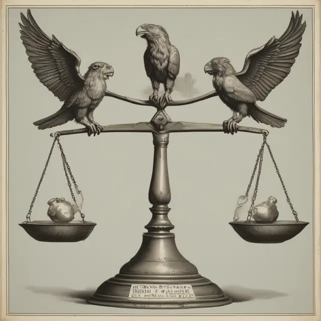 Image of a balanced scale holding a lion (consumer protection) and an eagle (financial innovation)