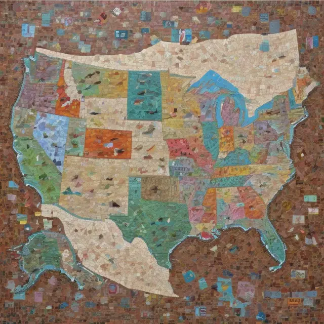 Visualization of the varying usury laws in US states as an intricate map with each state