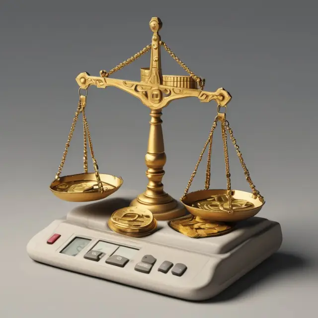 Golden scales balance religious texts and a calculator, representing the historical significance of usury laws and their relevance to modern finance.