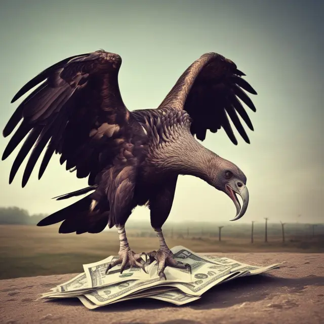 A vulture perched over a person