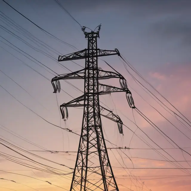 Power lines entwined represent utilities sector