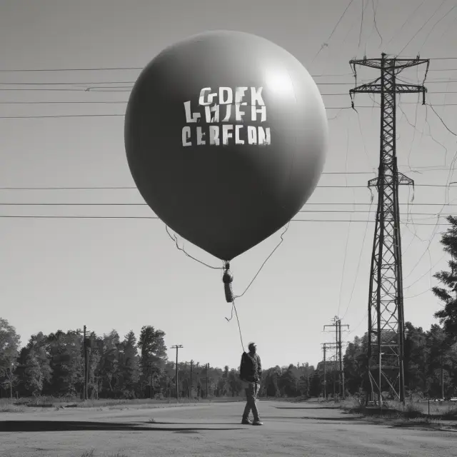 A utility company battling against an inflating balloon, representing inflation